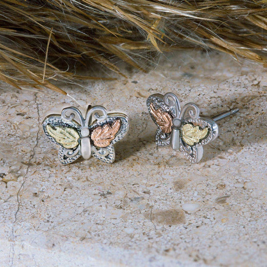 Sterling silver small butterfly earrings by Mt. Rushmore Black Hills Gold