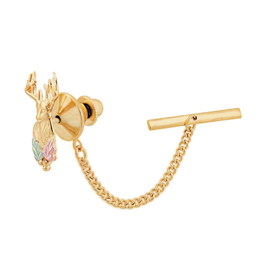 10K yellow gold men's deer head and leaf tie tack by Mt. Rushmore Black Hills Gold