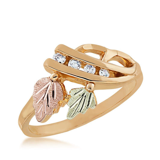 10K yellow gold 1/10 ct. tw. round diamond channel set leaf and vine ring by Mt. Rushmore Black Hills Gold