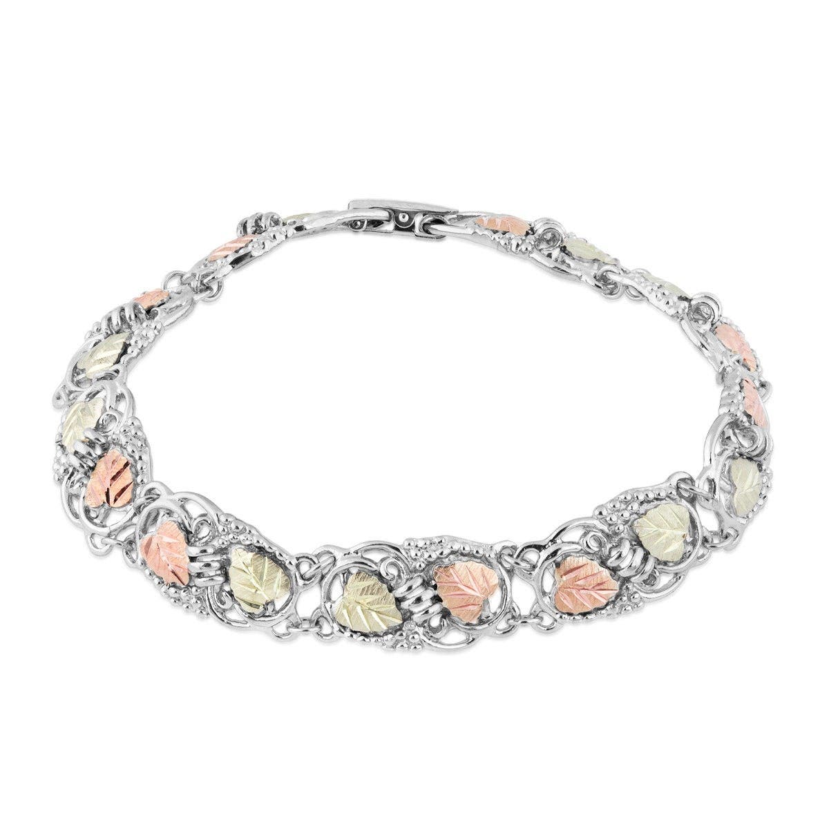 Sterling silver 7.5" grapevine and leaf link bracelet by Mt. Rushmore Black Hills Gold