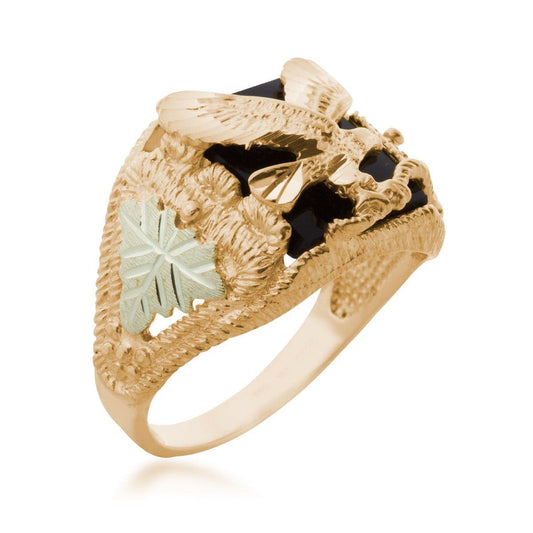 10K yellow gold men's rectangle onyx eagle ring by Mt. Rushmore Black Hills Gold