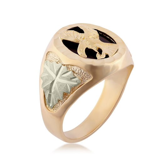 10K yellow gold oval onyx eagle ring by Landstrom's Black Hills Gold