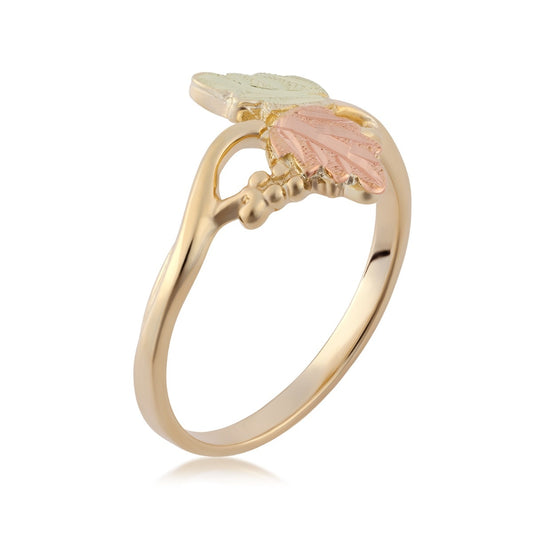 10K yellow gold double leaf and grape bypass ring by Landstrom's Black Hills Gold