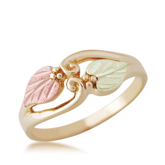 10K yellow gold double leaf curled grapevine ring by Landstrom's Black Hills Gold