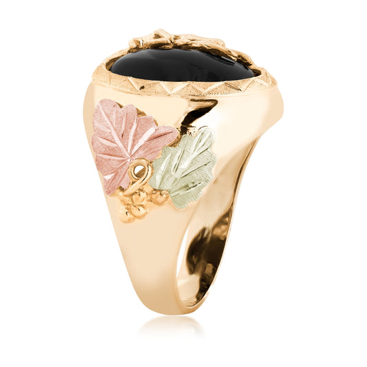 10K yellow gold men's oval onyx elk ring by Landstrom's Black Hills Gold