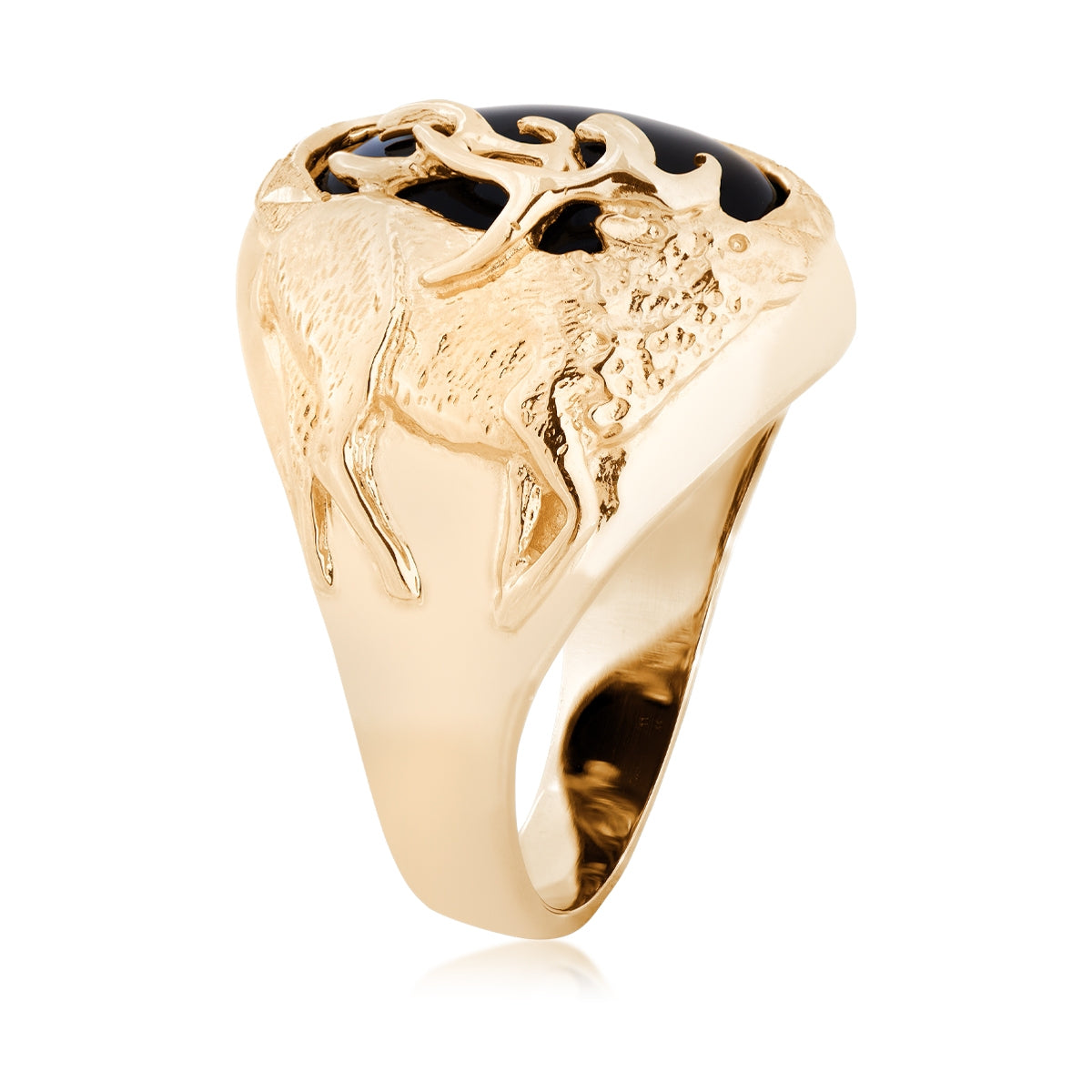 10K yellow gold men's oval onyx elk ring by Landstrom's Black Hills Gold