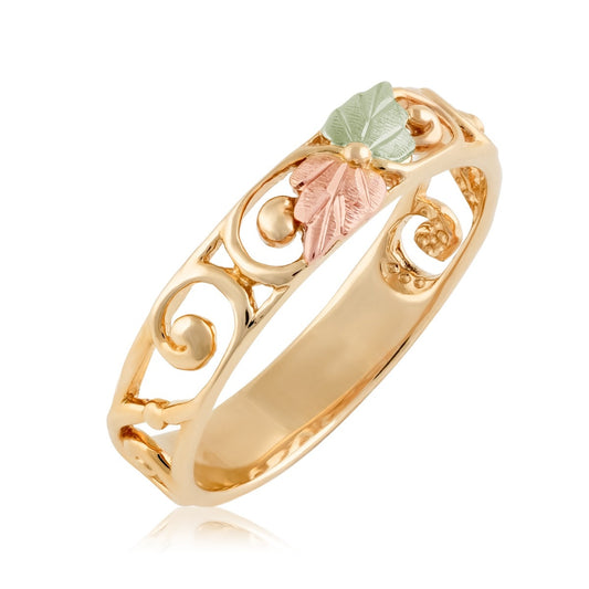 10K yellow gold open curled vine and leaf ring by Landstrom's Black Hills Gold