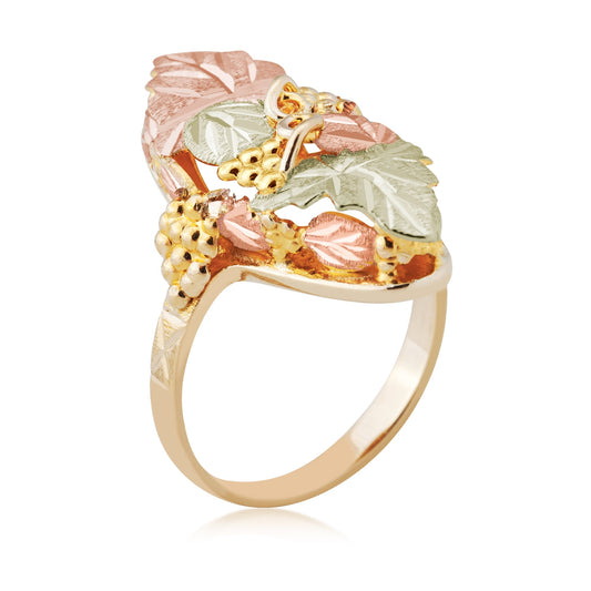 10K yellow gold leaf and grape domed marquise ring by Landstrom's Black Hills Gold