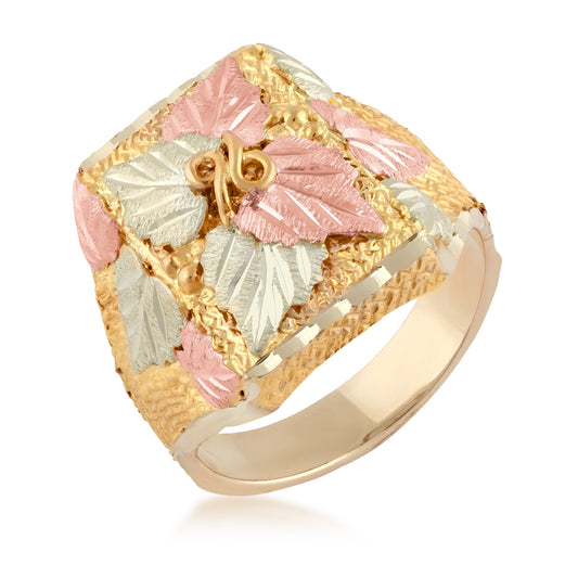 10K yellow gold men's large leaf ring by Landstrom's Black Hills Gold