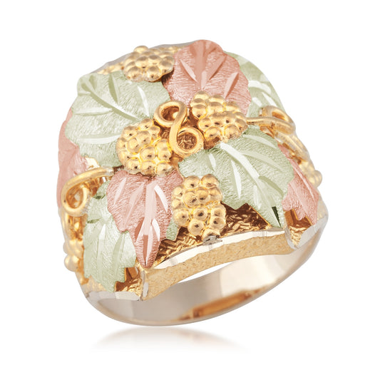 10K yellow gold men's grapevine and leaf ring by Landstrom's Black Hills Gold