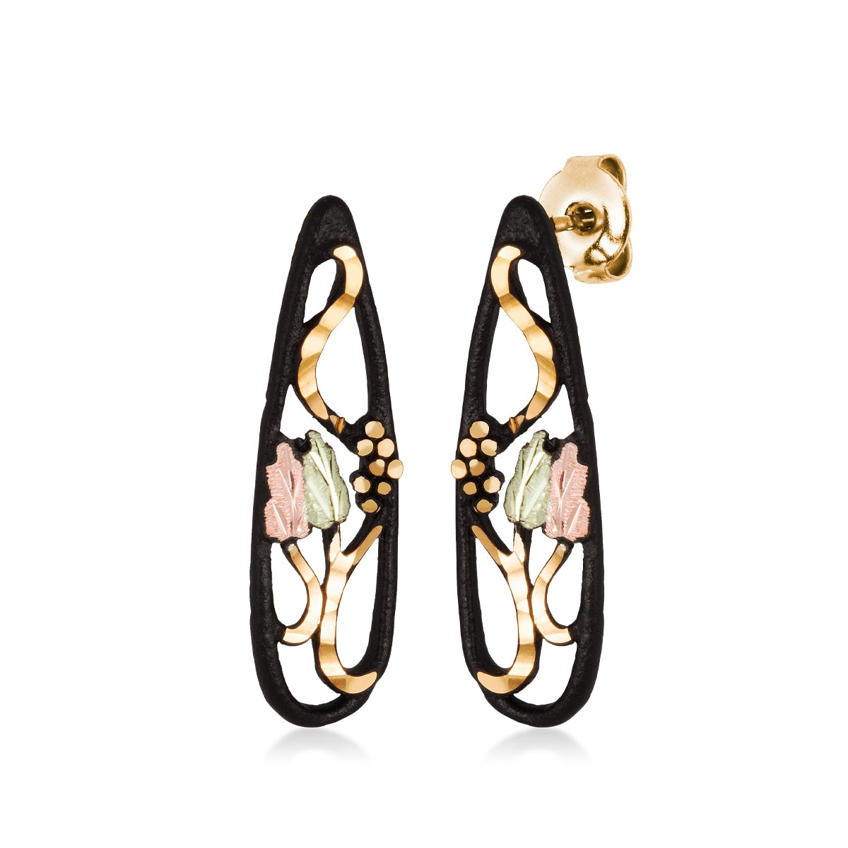 Grapevine black powder coated teardrop earrings by Landstrom's Black Hills Gold