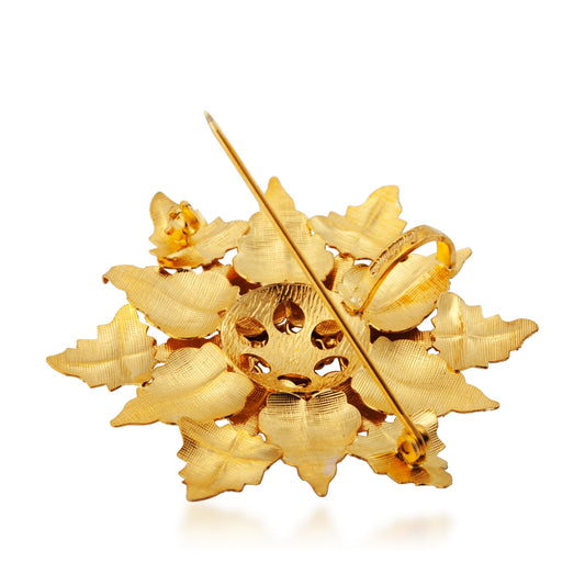 10K yellow gold leaf and grape cluster brooch by Landstrom's Black Hills Gold, back view