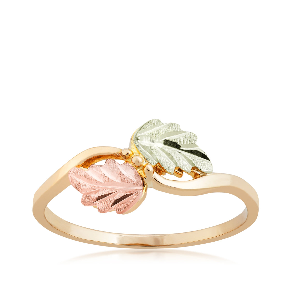 10K yellow gold curved double leaf ring by Landstrom's Black Hills Gold