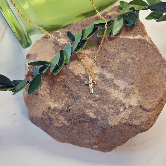 10K yellow gold small four leaf cross pendant by Landstrom's Black Hills Gold, styled view