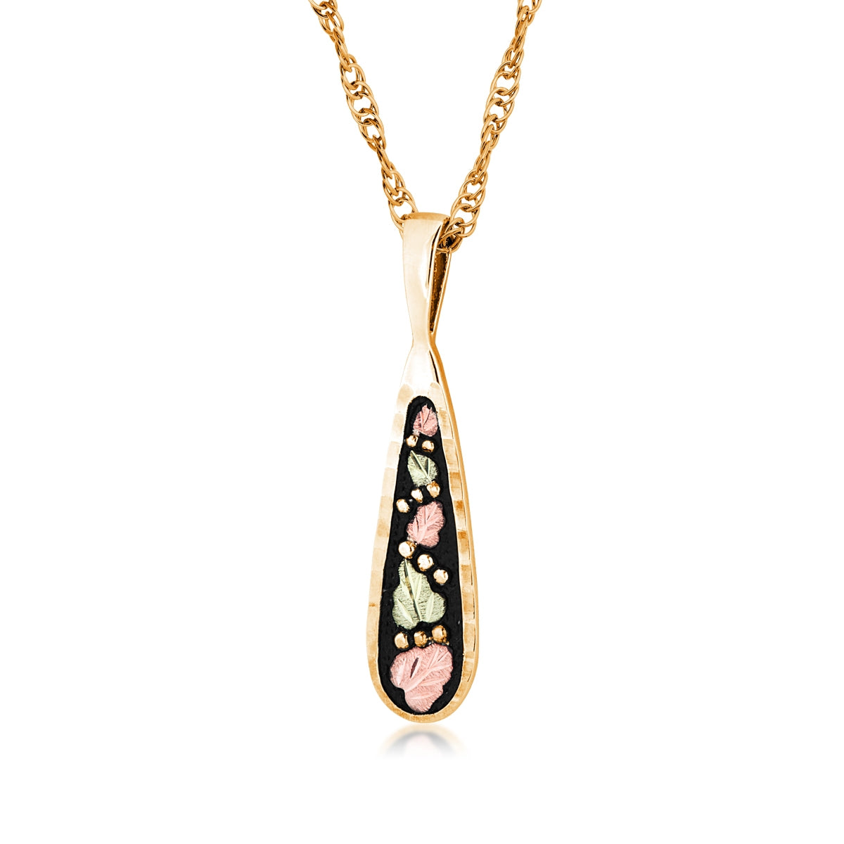 10K yellow gold leaf and grape antiqued drop pendant by Landstrom's Black Hills Gold