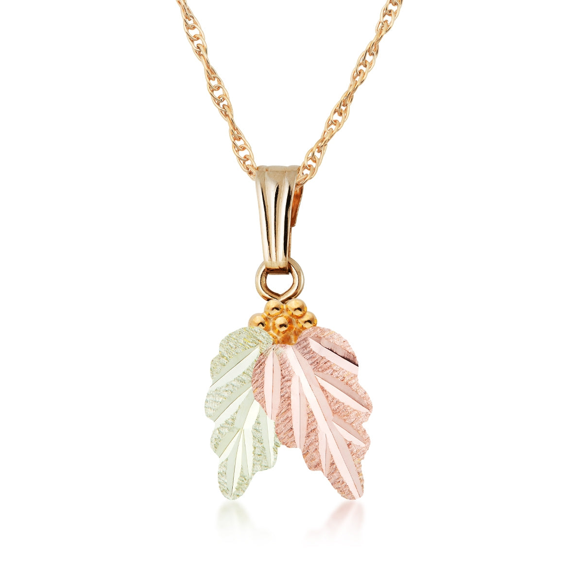10K yellow gold double leaf and grape cluster pendant by Landstrom's Black Hills Gold