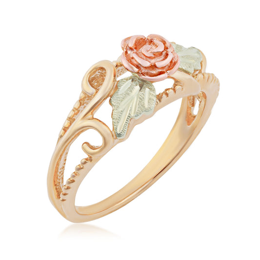 10K yellow gold milgrain rose and leaf ring by Mt. Rushmore Black Hills Gold