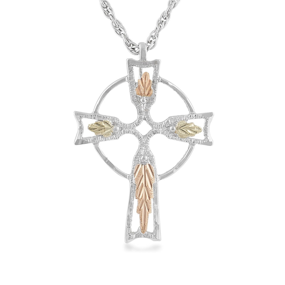 Sterling silver textured celtic cross pendant by Mt. Rushmore Black Hills Gold