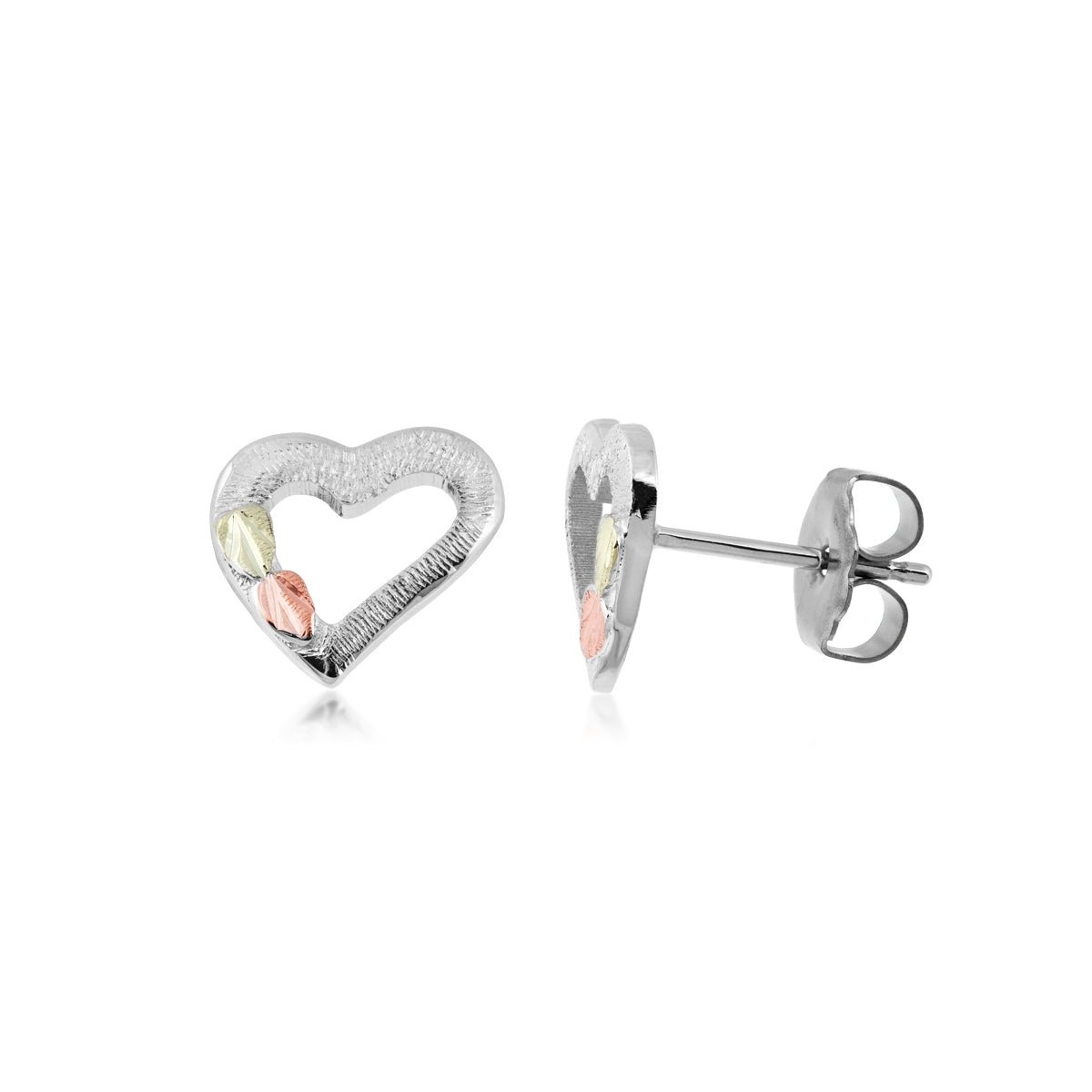 Sterling silver textured heart earrings by Landstrom's Black Hills Gold