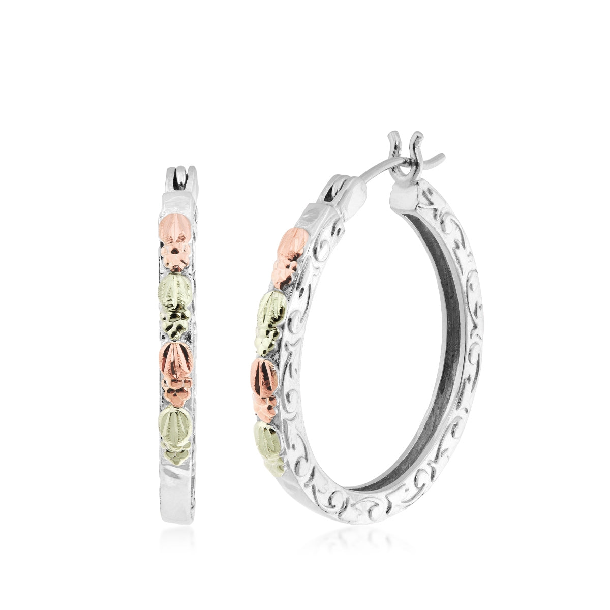 Sterling silver textured hoop earrings by Landstrom's Black Hills Gold