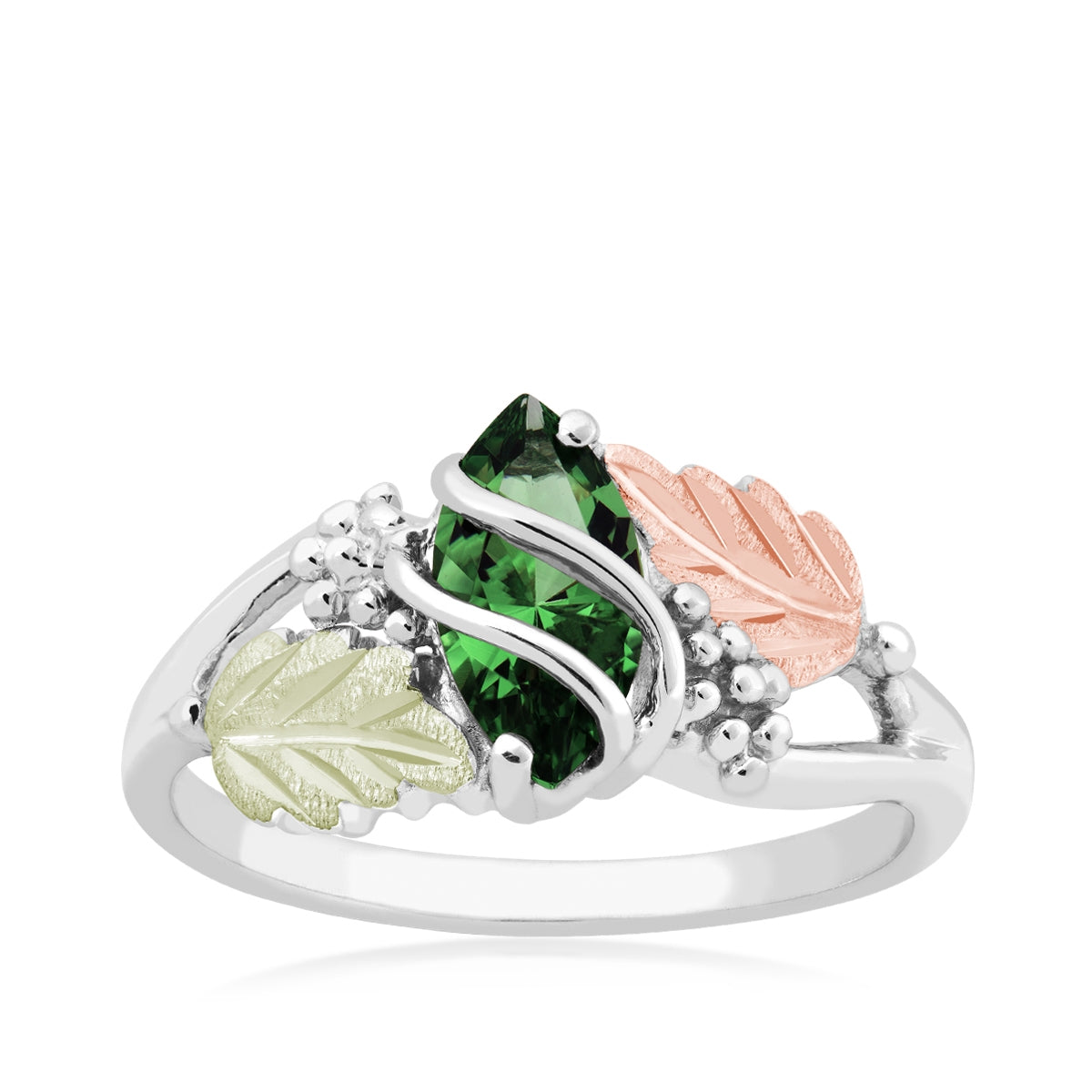 Sterling silver synthetic marquise emerald wire ring by Landstrom's Black Hills Gold