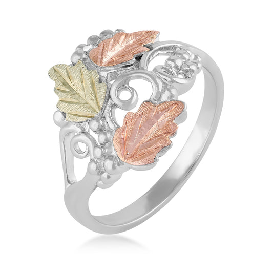 Sterling silver leaf and grape cluster open ring by Landstrom's Black Hills Gold