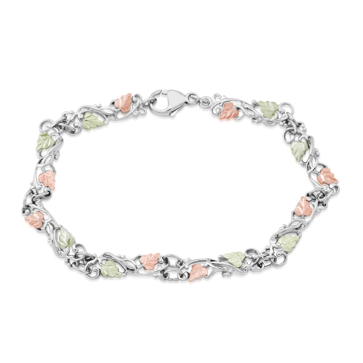 Sterling silver leaf and vine link bracelet by Landstrom's Black Hills Gold