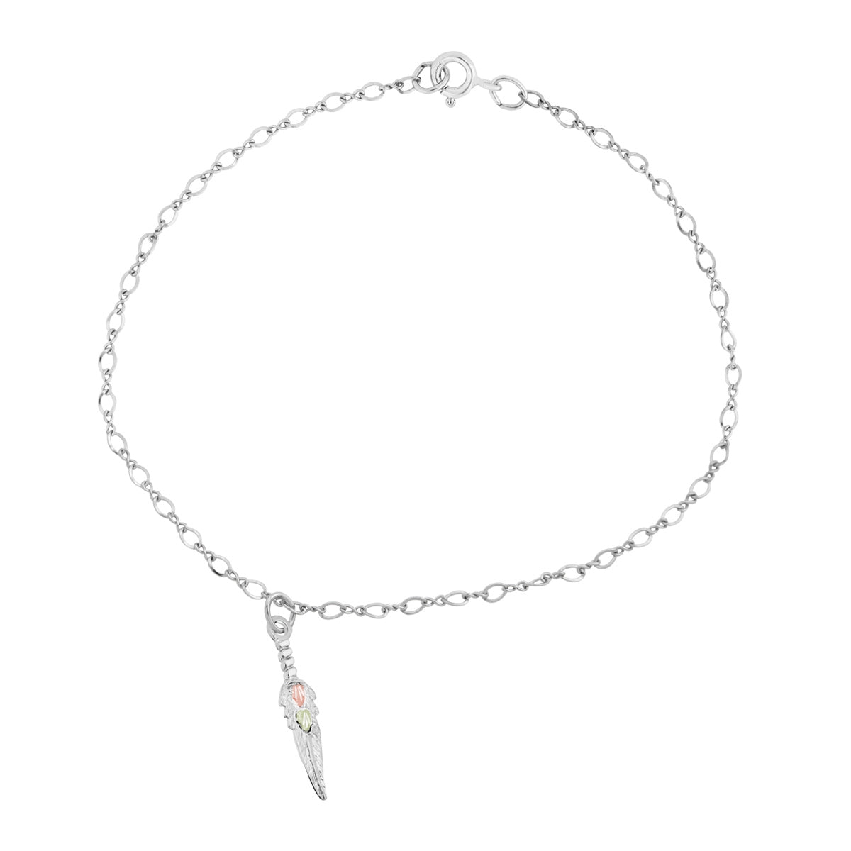 Sterling silver feather link 8" ankle bracelet by Landstrom's Black Hills Gold