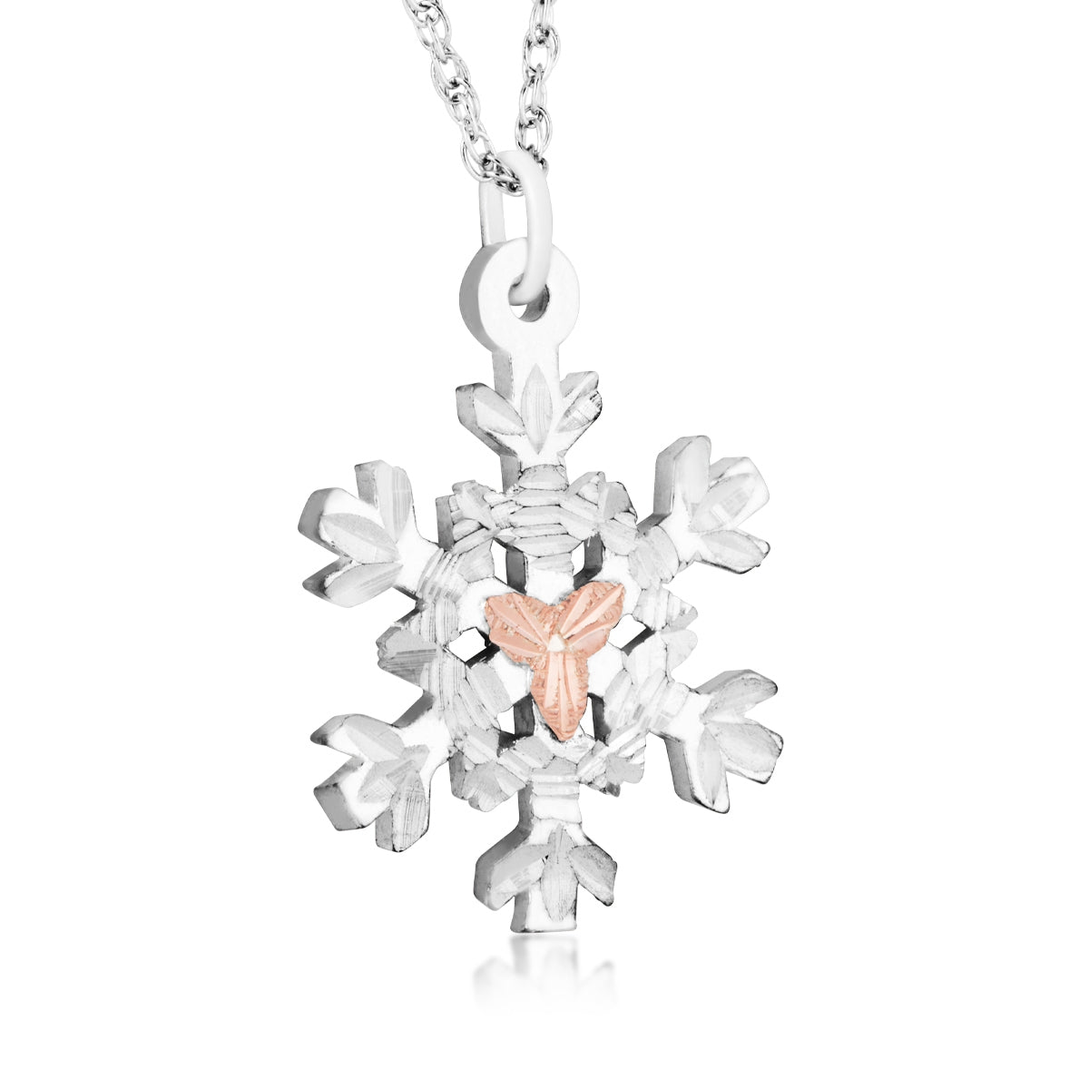 Sterling silver diamond cut three leaf snowflake pendant by Landstrom's Black Hills Gold