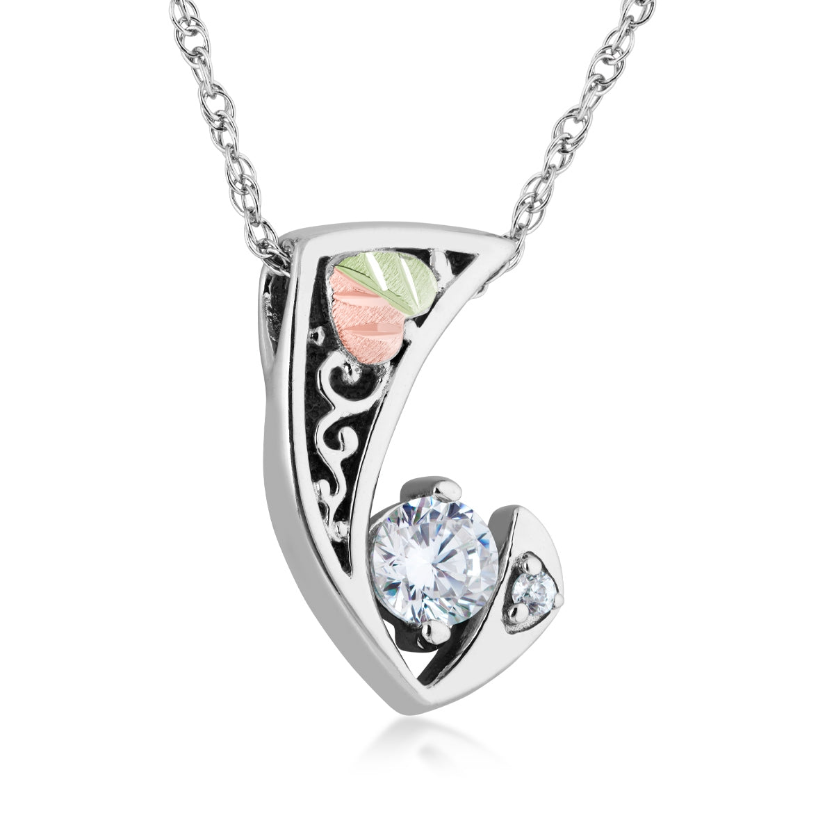 Sterling silver cubic zirconia antiqued pendant by Landstrom's Black Hills Gold