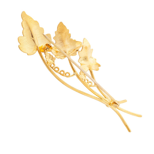 10K yellow gold triple leaf brooch by Landstrom's Black Hills Gold, back view