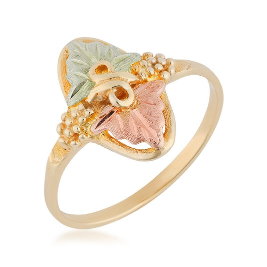 10K yellow gold double leaf and grape cluster oval ring by Landstrom's Black Hills Gold