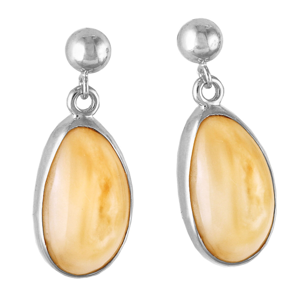 Sterling silver women's elk ivory dangle earrings