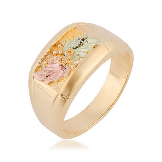 10K yellow gold men's inset double leaf ring by Landstrom's Black Hills Gold