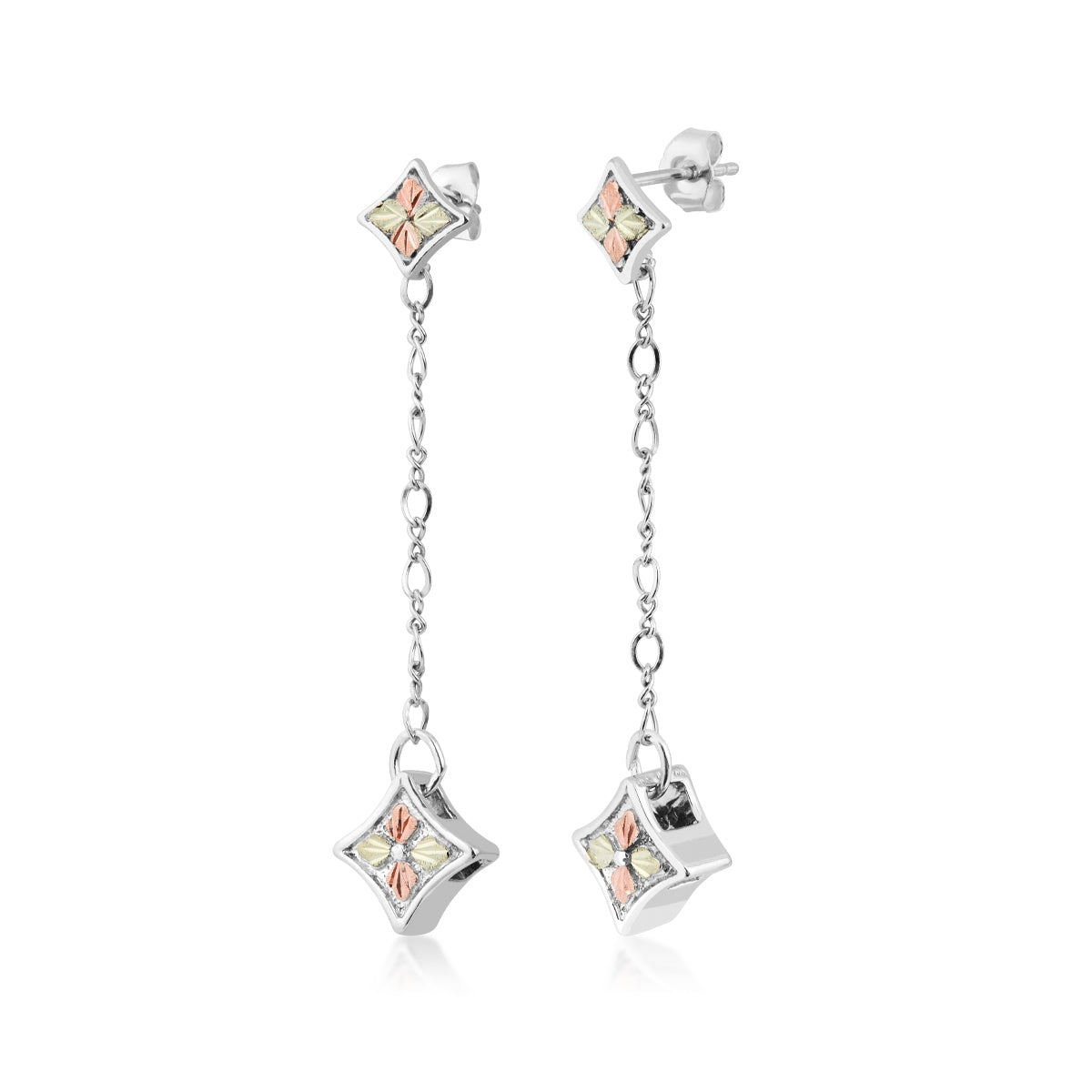 Sterling silver concave square dangle earrings by Landstrom's Black Hills Gold