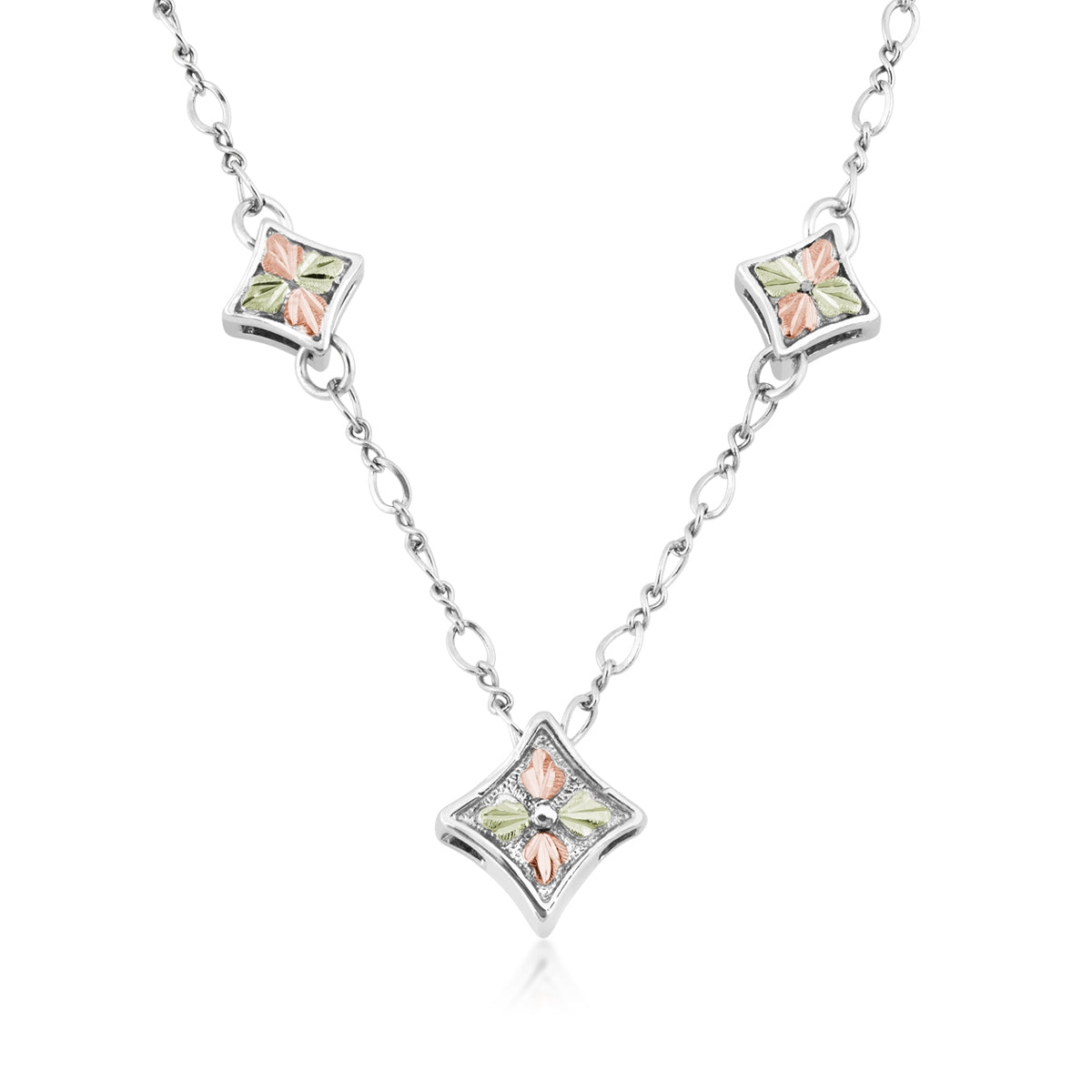 Sterling silver concave square station necklace by Landstrom's Black Hills Gold