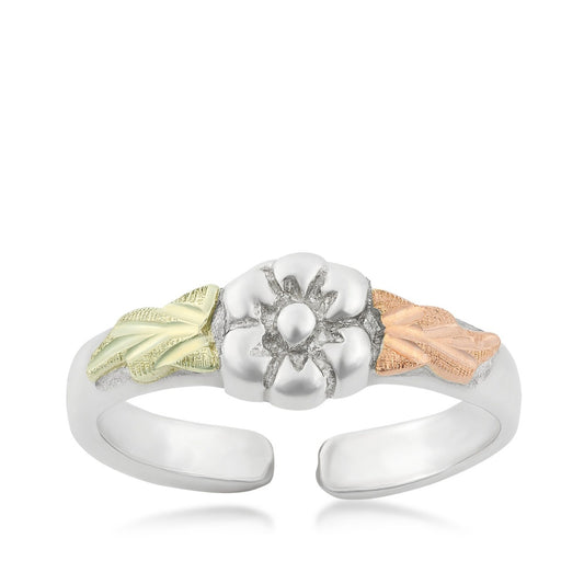 Sterling silver flower toe ring and ankle bracelet set by Mt. Rushmore Black Hills Gold