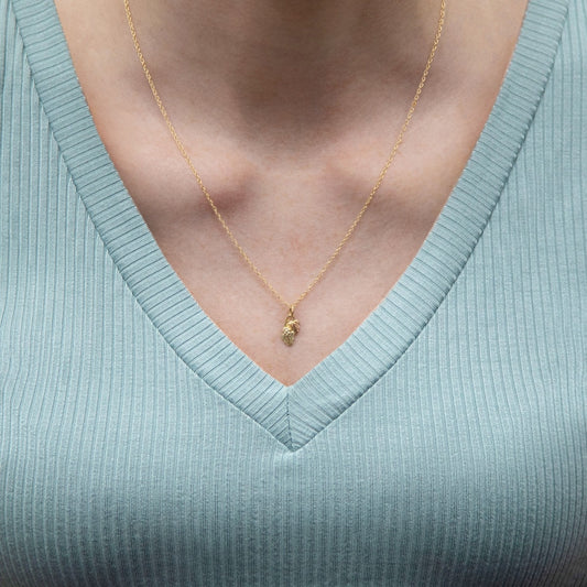 10K yellow gold double leaf and grape pendant by Mt. Rushmore Black Hills Gold, shown worn