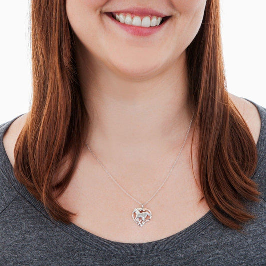 Sterling silver double leaf running horse heart pendant by Mt. Rushmore Black Hills Gold