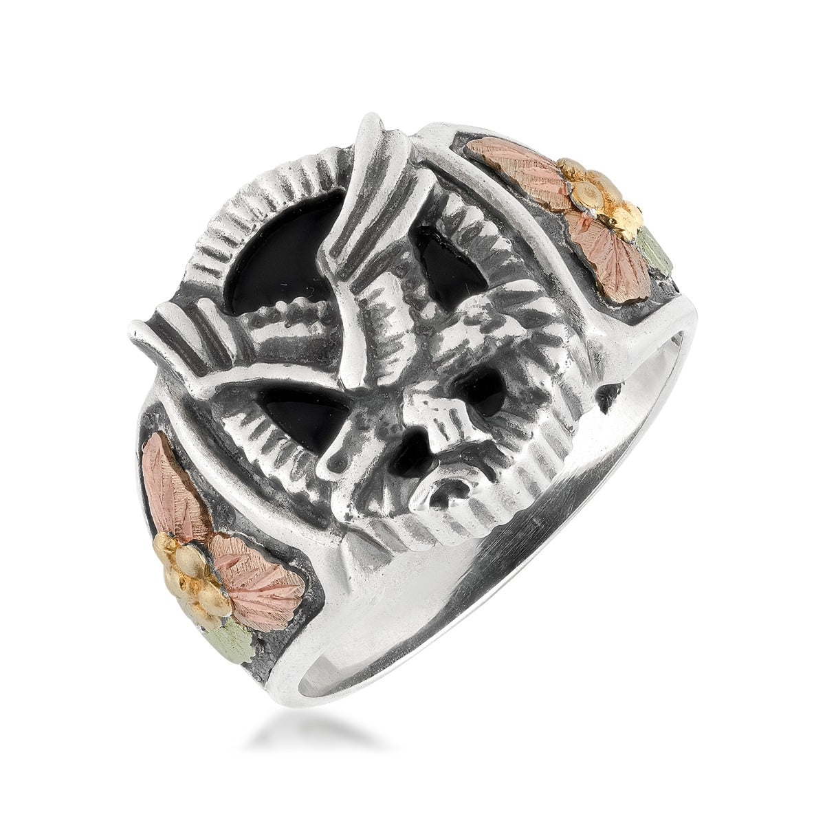 Sterling silver men's eagle and leaf ring by Mt. Rushmore Black Hills Gold