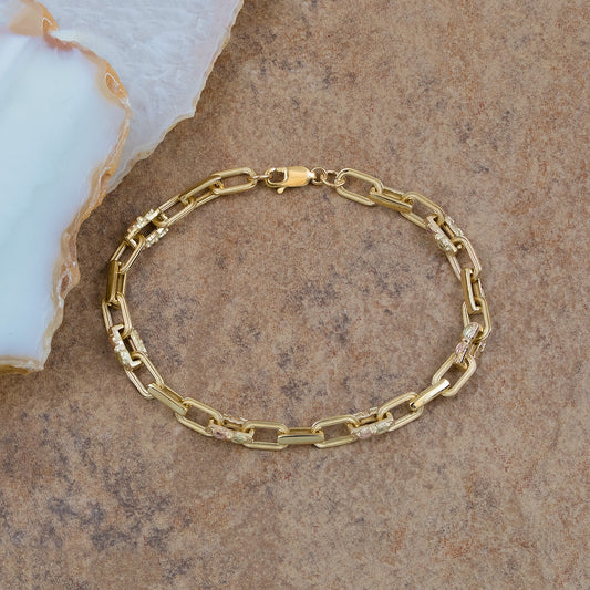 10K yellow gold 5.5mm 7.5" link bracelet by Landstrom's Black Hills Gold, styled view