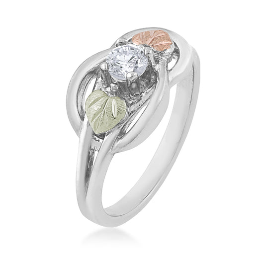 Sterling silver round cubic zirconia crossover ring by Landstrom's Black Hills Gold