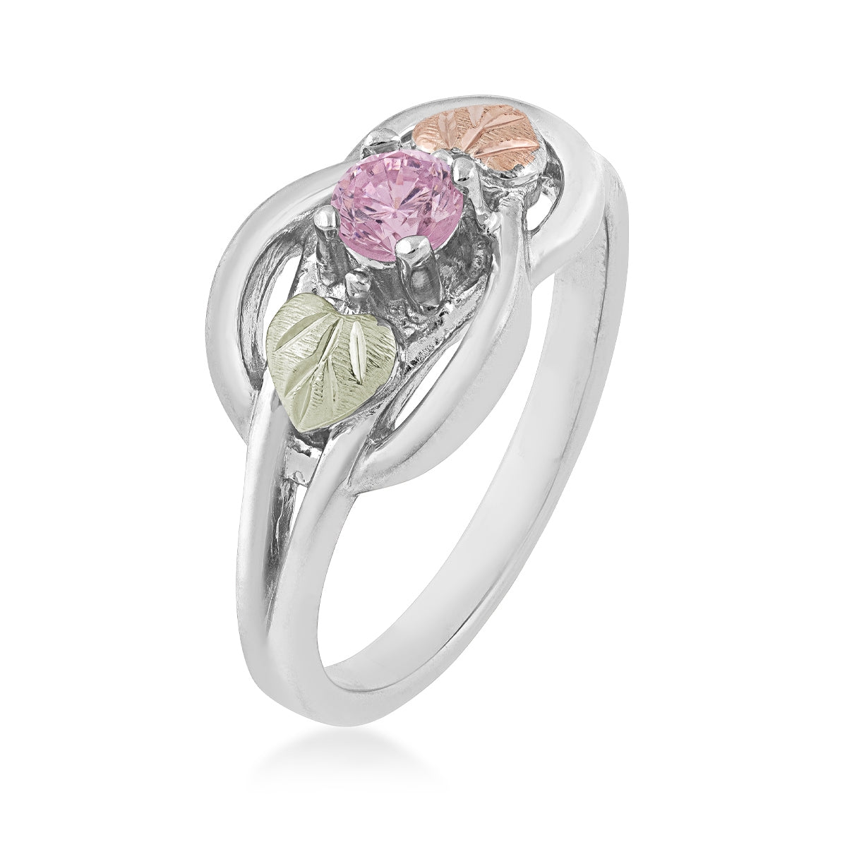 Sterling silver round pink cubic zirconia crossover ring by Landstrom's Black Hills Gold