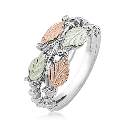 Sterling silver leaf and twist vine ring by Landstrom's Black Hills Gold