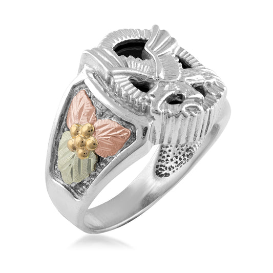 Sterling silver men's oval onyx and eagle ring by Mt. Rushmore Black Hills Gold