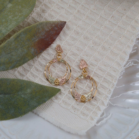 10K yellow gold small dangle double circle earrings by Mt. Rushmore Black Hills Gold