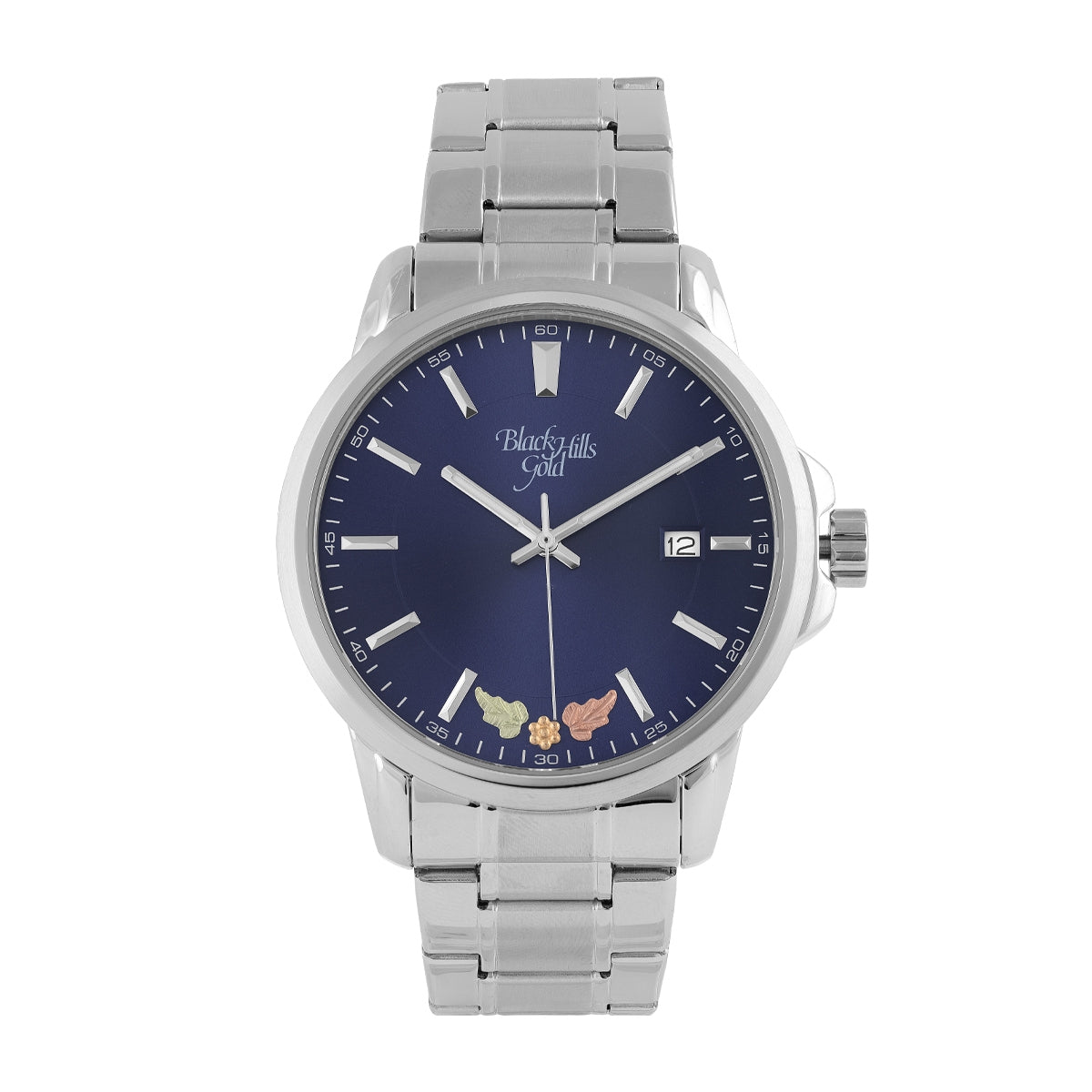 Men's quartz stainless steel watch featuring blue dial by Mt. Rushmore Black Hills Gold