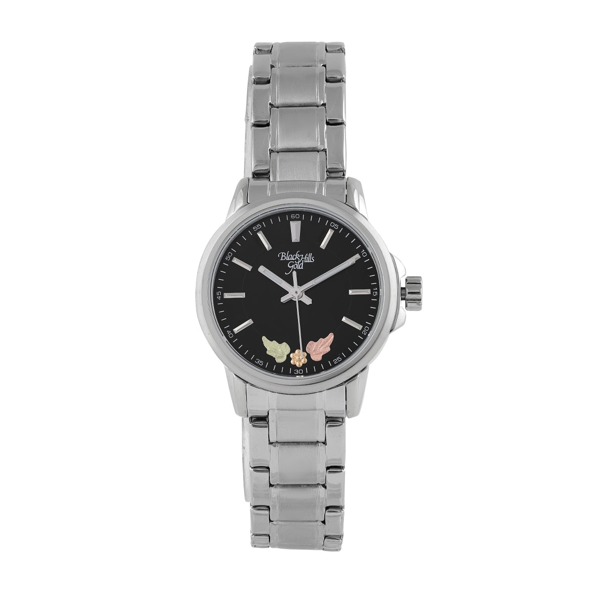 Women's quartz stainless steel watch featuring black dial by Mt. Rushmore Black Hills Gold