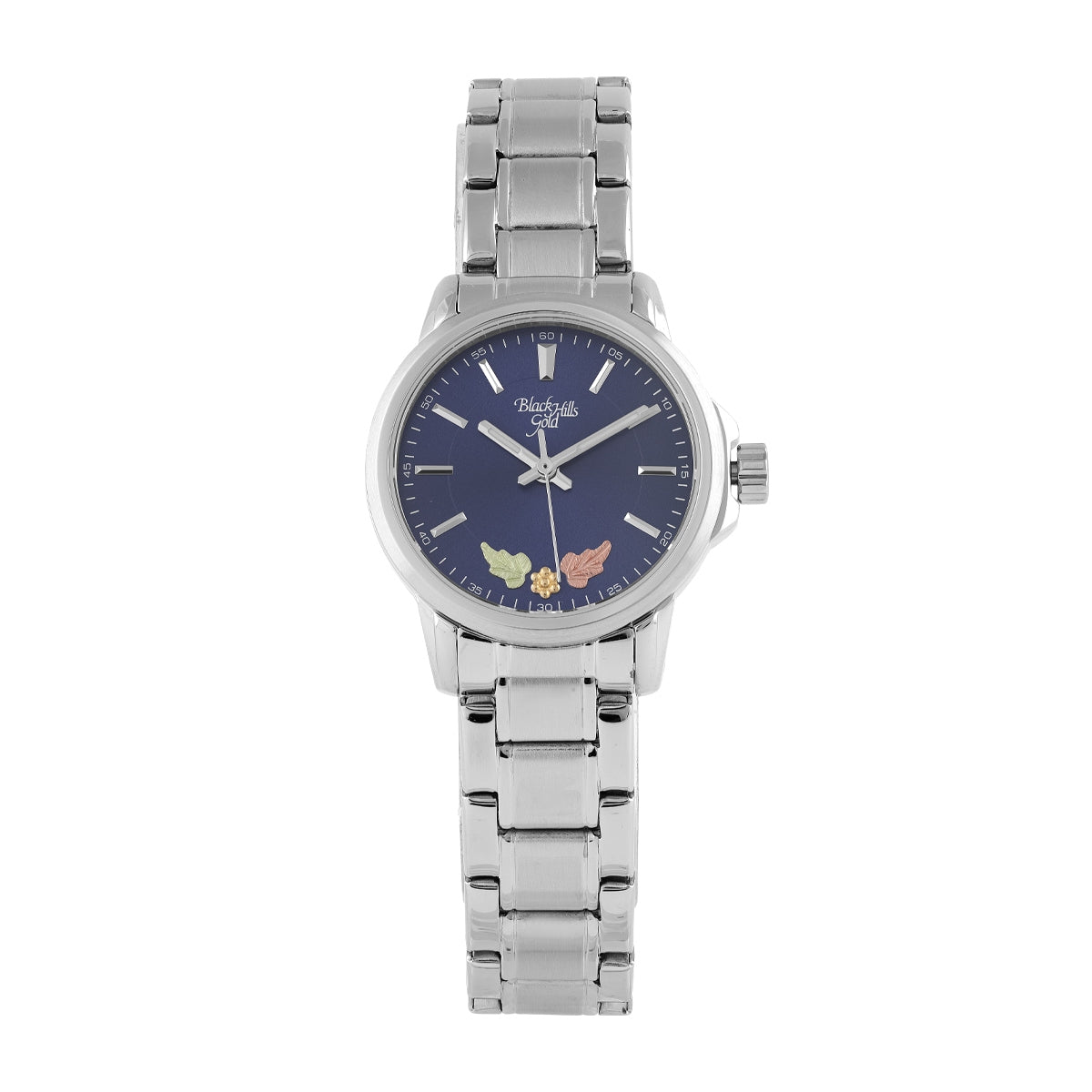Women's quartz stainless steel watch featuring blue dial by Mt. Rushmore Black Hills Gold