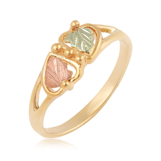 10K yellow gold double heart ring by Landstrom's Black Hills Gold